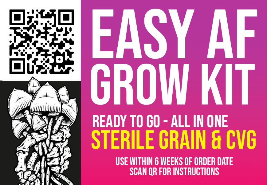 the Easy AF Grow Kit label with QR code that links to instructions on how to use correctly