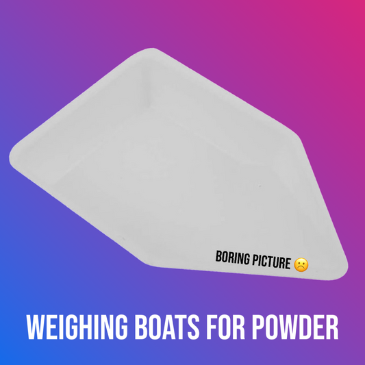 Powder boats for measuring out powder and easy pouring.