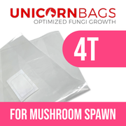 Unicorn Bag's 4T bag, on white background with text saying "4T for mushroom spawn"