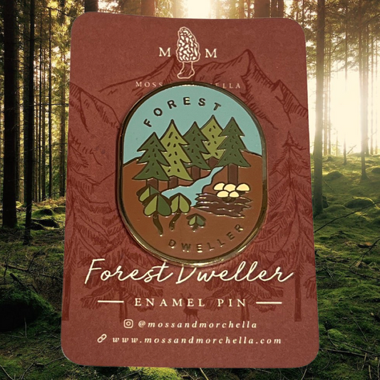 "Forest Dweller" (blue sky) Enamel Pin Badge by Moss and Morchella