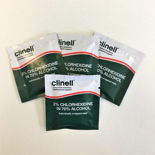 MycoPunks - Clinell 2% Chlorhexidine in 70% Alcohol Wipes - 25 Pack - Lab Consumables